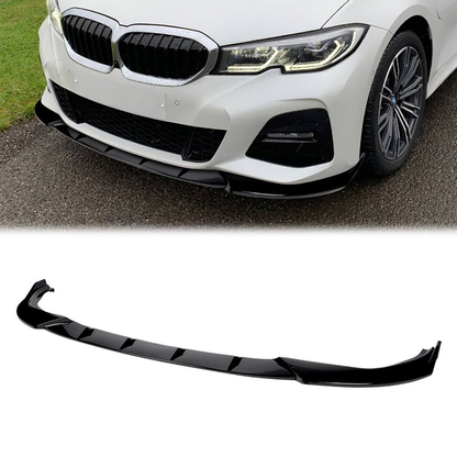 LIP FRONTAL 19-21 BMW G20, 330E, M340I, M340I XDRIVE, 330I - FITS MODELS WITH M-SPORT FRONT BUMPER - REQUIRES DRILLING BUMPER FOR INSTALLATION - 3PC - PAINTED GLOSS BLACK