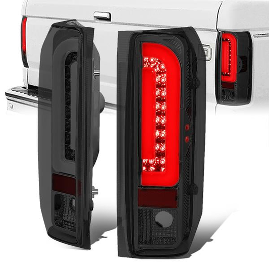 FAROS TRASEROS 90-96 FORD F-150 / 90-97 FORD F-250 / 90-97 FORD F-350 / 90-96 FORD BRONCO / 90-97 FORD F SUPER DUTY - FITS STYLESIDE MODELS ONLY - 3D - LED - CHROME / SMOKE