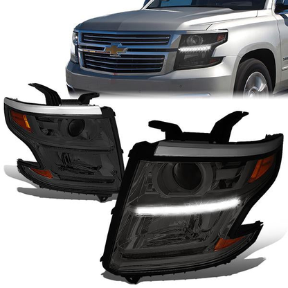 FAROS 15-17 CHEVY SUBURBAN , TAHOE 4-DOOR - PROJECTOR - LED DRL - SMOKE HOUSING / AMBER CORNER - H11 LOW BEAM / 9005 HIGH BEAM