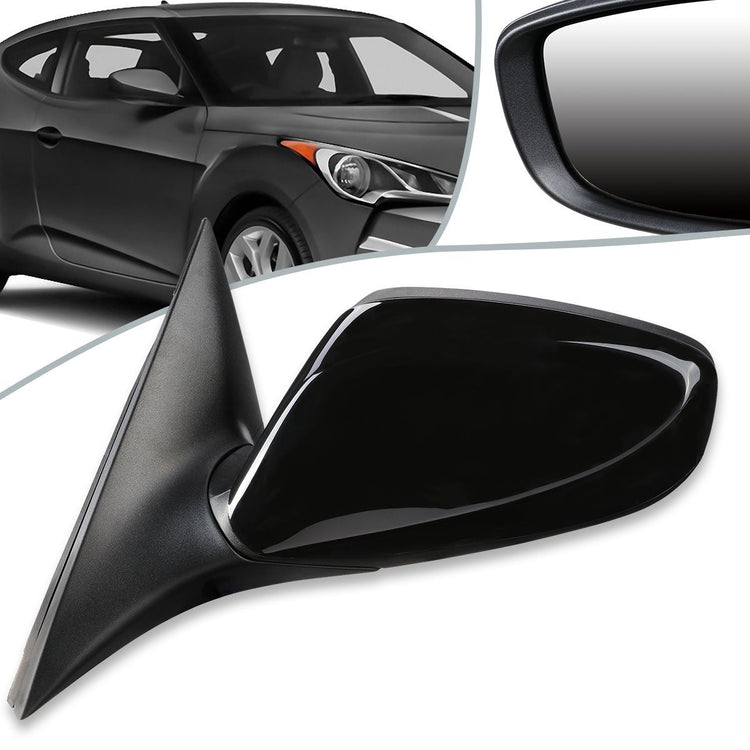 RETROVISOR MIRROR - OEM - 12-14 HYUNDAI VELOSTER (DO NOT FIT PANORAMIC ROOF MODELS) - POWERED - HEATED - PAINTABLE - BLACK - LEFT