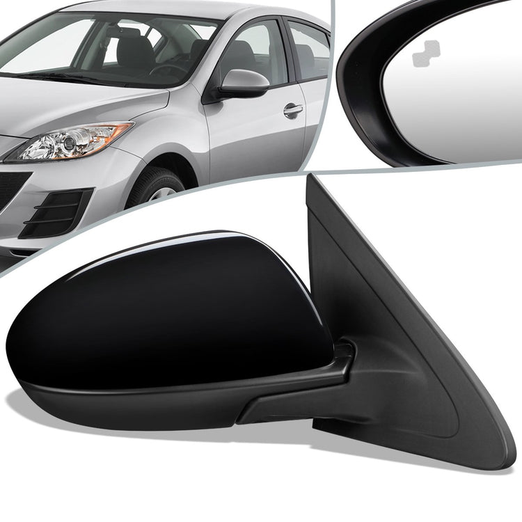 RETROVISOR MIRROR - OEM - 10-13 MAZDA 3 - POWERED - W/ BSD - FOLDING - BLACK MATERIAL - RIGHT