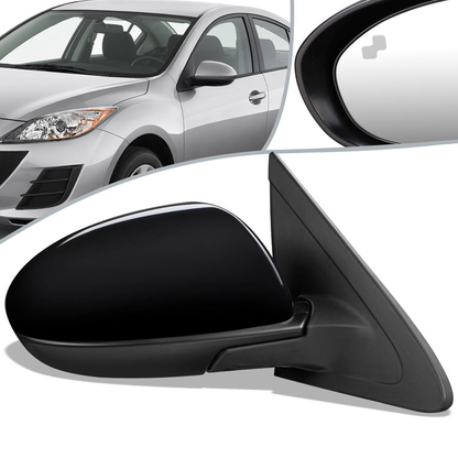 RETROVISOR MIRROR - OEM - 10-13 MAZDA 3 - POWERED - W/ BSD - FOLDING - BLACK MATERIAL - RIGHT