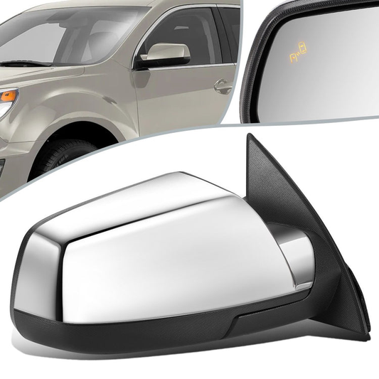 RETROVISOR MIRROR - OEM - 10-16 CHEVY EQUINOX - POWERED - HEATED - W/ MEMORY - FOLDING - W/ BSD - CHROME COVER - RIGHT