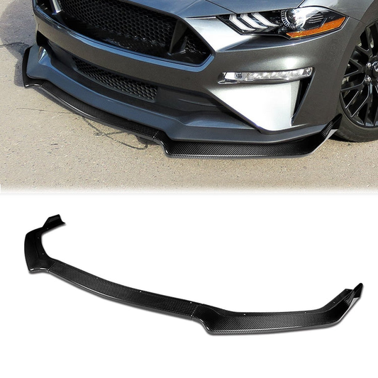 LIP FRONTAL 18-20 MUSTANG - FITS SPORT MODEL ONLY - REQUIRES DRILLING BUMPER FOR INSTALLATION - 3PC - REAL CARBON FIBER