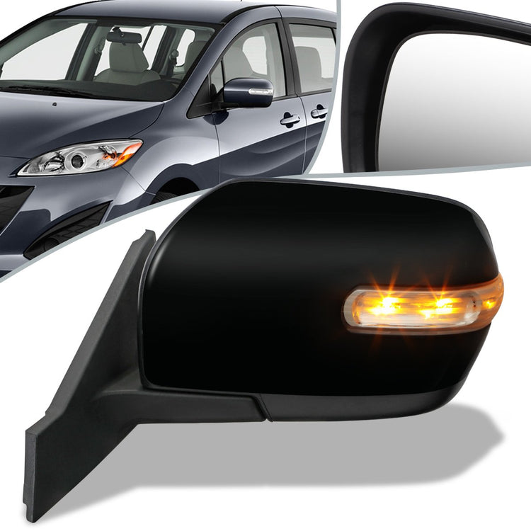 RETROVISOR MIRROR - OEM - 11-17 MAZDA 5 - POWERED - HEATED - W/ SIGNAL LIGHT - FOLDING - BLACK MATERIAL - LEFT