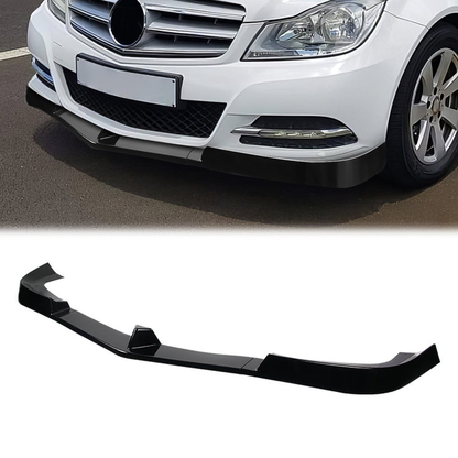 LIP FRONTAL 12-14 MERCEDES BENZ C180, C250, C300, C350, W204 SEDANS / 13-14 BENZ C200 - FITS AMG/SPORT PACKAGE MODELS ONLY - REQUIRES DRILLING BUMPER FOR INSTALLATION - 3PC - PAINTED GLOSS BLACK