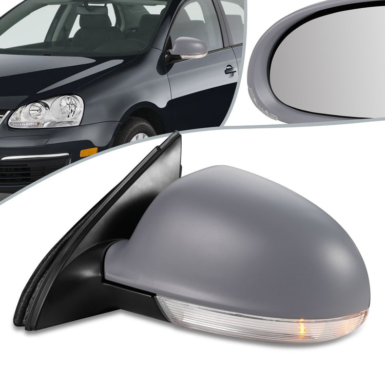 RETROVISOR MIRROR - OEM - 04-08 VOLKSWAGEN GOLF / 06-09 VOLKSWAGEN RABBIT - POWERED - HEATED - W/ SIGNAL LIGHT - W/ PUDDLE LIGHT - FOLDING - LEFT - GRAY
