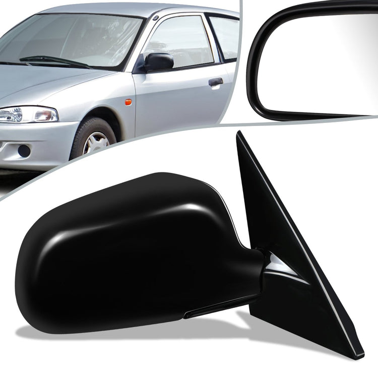 RETROVISOR MIRROR - OEM - 97-02 MITSUBISHI LANCER, MIRAGE - MANUAL - FOLDING - BLACK MATERIAL - RIGHT