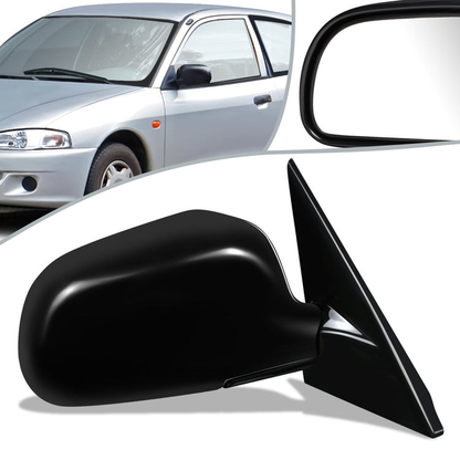 RETROVISOR MIRROR - OEM - 97-02 MITSUBISHI LANCER, MIRAGE - MANUAL - FOLDING - BLACK MATERIAL - RIGHT