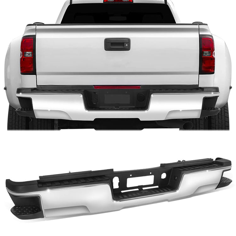 DEFENSA TRASERA 15-19 SILVERADO SIERRA 2500 3500?CHROME WITHOUT SENSOR HOLE?WITHOUT HITCH DRAW BAR?