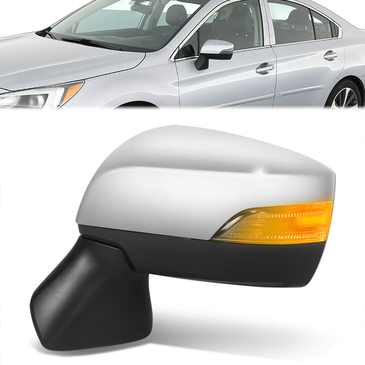RETROVISOR MIRROR - OE STYLE - SUBARU LEGACY 15-17 - SUBARU OUTBACK 15-17 - WITH POWER WITH HEATED WITH SIGNAL SILVER COVER - DRIVER SIDE - SMOOTH - BLACK / SILVER