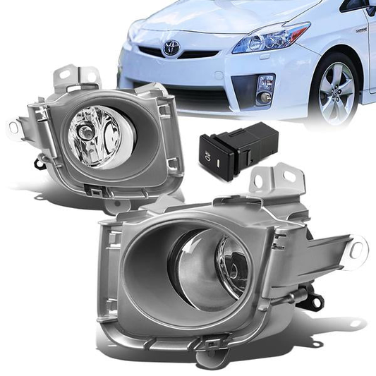FAROS DE NIEBLA 10-12 TOYOTA PRIUS - WITH SWITCH, BEZEL - H11 BULB - CHROME / CLEAR