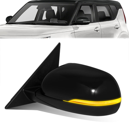 RETROVISOR MIRROR - OE STYLE - KIA SOUL 20-22 - WITH POWER WITH HEATED GLASS WITH TURN SINGAL WITH BLIND SPOT - DRIVER SIDE - PAINT TO MATCH - BLACK
