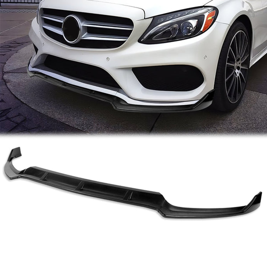 LIP FRONTAL 15 MERCEDES BENZ C400 / 15-18 W205 SPORT, C63 AMG, C180, C200, C250, C300, C350 / 2016 C450 AMG / 16-18 C350E / 17-18 C400 - REQUIRES DRILLING BUMPER FOR INSTALLATION - 3PC - MATTE BLACK