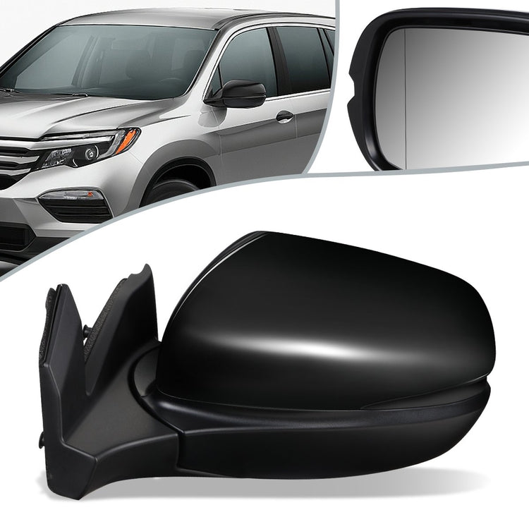 RETROVISOR MIRROR - OEM - 16-18 HONDA PILOT - POWERED - HEATED - FOLDING - W/ ASPHERICAL GLASS - BLACK MATERIAL - LEFT