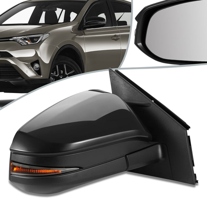 RETROVISOR MIRROR - OEM - 13-15 TOYOTA RAV4 - POWERED - HEATED - W/ SIGNAL LIGHT - FOLDING - RIGHT - BLACK MATERIAL