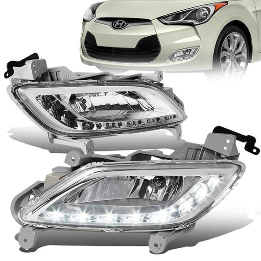 FAROS DE NIEBLA 12-16 HYUNDAI VELOSTER - LED DRL - W/ SWITCH - 881 BULB - CLEAR