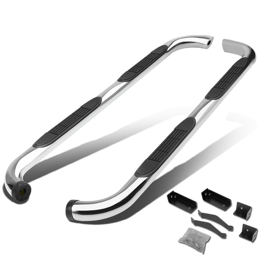 ESTRIBOS 3" - ROUND - 90 DEG - 04-15 NISSAN TITAN - CREW CAB - SILVER
