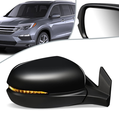 RETROVISOR MIRROR - OEM - 16-18 HONDA PILOT - POWERED - HEATED - W/ SIGNAL LIGHT - FOLDING - BLACK MATERIAL - RIGHT
