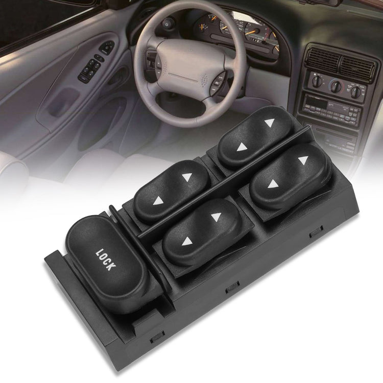 INTERRUPTOR ELEVADOR ELECTRICO 97-02 FORD ESCORT / 94-04 FORD MUSTANG / 97-99 MERCURY TRACER - DRIVER SIDE - BLACK
