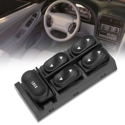 INTERRUPTOR ELEVADOR ELECTRICO 97-02 FORD ESCORT / 94-04 FORD MUSTANG / 97-99 MERCURY TRACER - DRIVER SIDE - BLACK