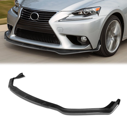 LIP FRONTAL 14-16 LEXUS - FITS 1S350, IS250 F-SPORT ONLY - REQUIRES DRILLING BUMPER FOR INSTALLATION - 3PC - CARBON FIBER LOOK
