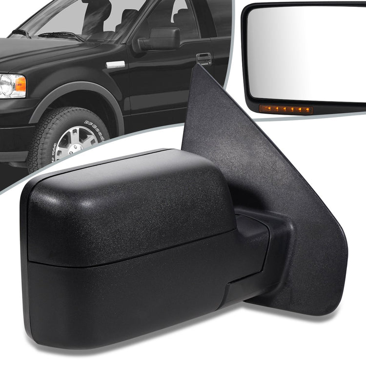 RETROVISOR MIRROR - OEM - 04-08 FORD F-150 - POWERED - HEATED - W/ SIGNAL LIGHT - TEXTURED - CHROME COVER - RIGHT