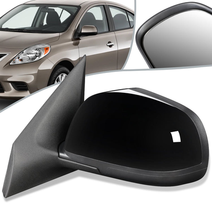 RETROVISOR MIRROR - OEM - 12-13 NISSAN VERSA - POWERED - HEATED - TEXTURED - BLACK - LEFT