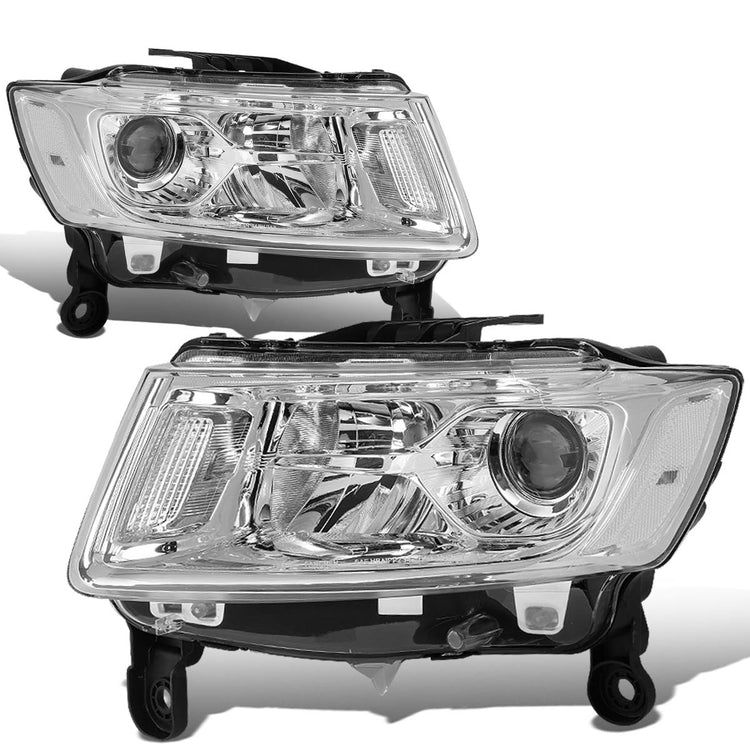 FAROS 14-16 JEEP GRAND CHEROKEE PRE FACELIFT - FITS MODELS WITH HALOGEN HEADLIGHTS ONLY - H1 LOW BEAM / 9005 HIGH BEAM - CHROME HOUSING / CLEAR CORNER