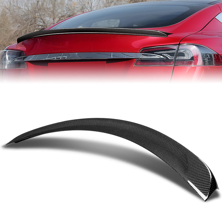 SPOILER CAR TRUNK SPOILER - 12-22 TESLA MODEL S - CARBON FIBER BLACK