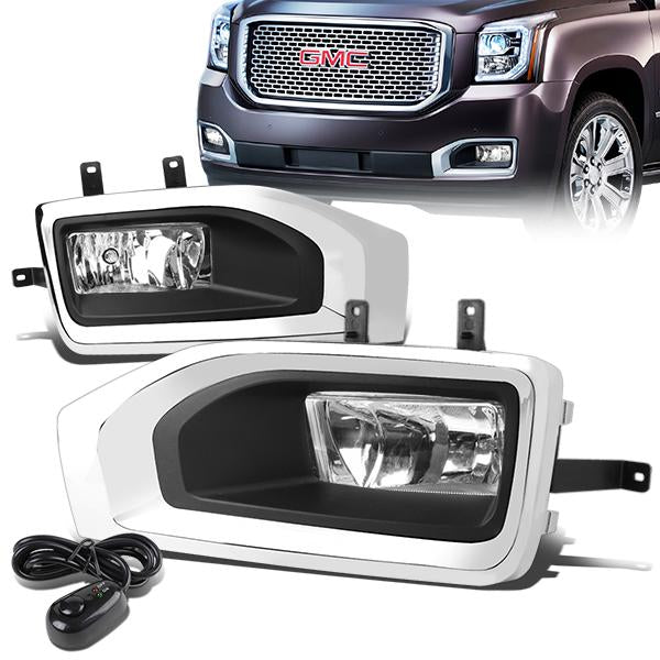 FAROS DE NIEBLA 15-18 GMC YUKON , XL - WITH SWITCH, BEZEL - 5202 BULB - CHROME / CLEAR