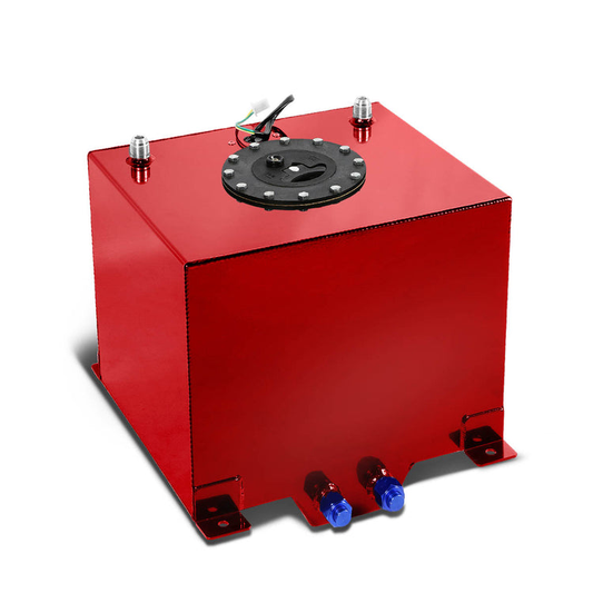 TANQUE DE GASOLINA FUEL CELL - GAS TANK WITH LEVEL SENDER - 5 GALLON - ALUMINUM - BLACK CAP - RED