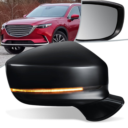 RETROVISOR MIRROR - OEM - MAZDA CX-9 - POWERED - W/ SIGNAL LIGHT - FOLDING - BLACK MATERIAL - RIGHT