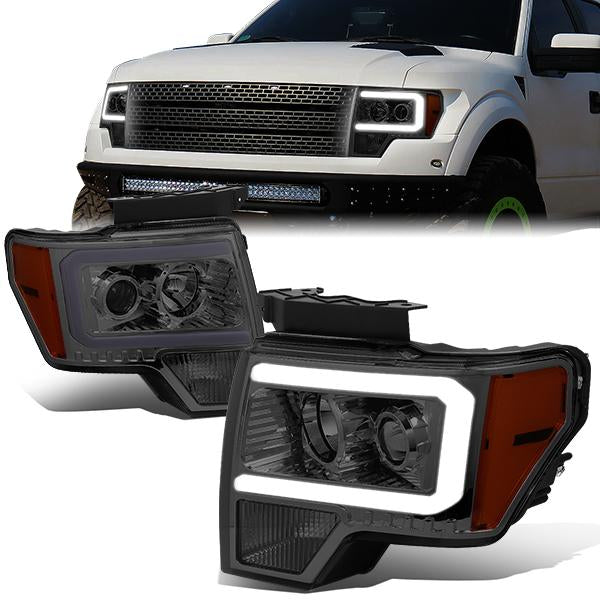 FAROS 09-14 FORD F-150 - ONLY FITS MODELS WITH HALOGEN HEADLIGHTS WITHOUT PROJECTOR - DAYTIME RUNNING LIGHT BAR REQUIRES WIRING INTO EXISTING LIGHTING HARNESS - ONLY FITS MODELS WITH COMPOSITE HEADLIGHTS - LED DRL - PROJECTOR LOW BEAM - SMOKE HOUSING /
