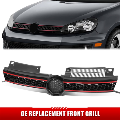 PARRILLA GRILLE - VG GOF 6 '09-'12/ GRILLE ASS'Y/ BLACK W/RED LINE (GTI)//PARTS.NO,VW1200158//OEM NO,5K0853651AKATK