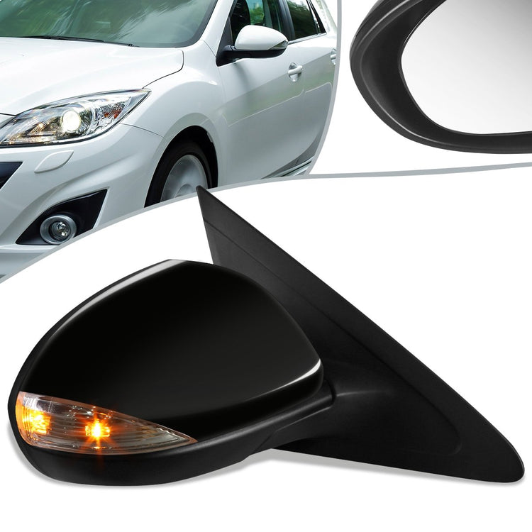 RETROVISOR MIRROR - OEM - 10-13 MAZDA 3 - POWERED - PAINTABLE - BLACK - RIGHT