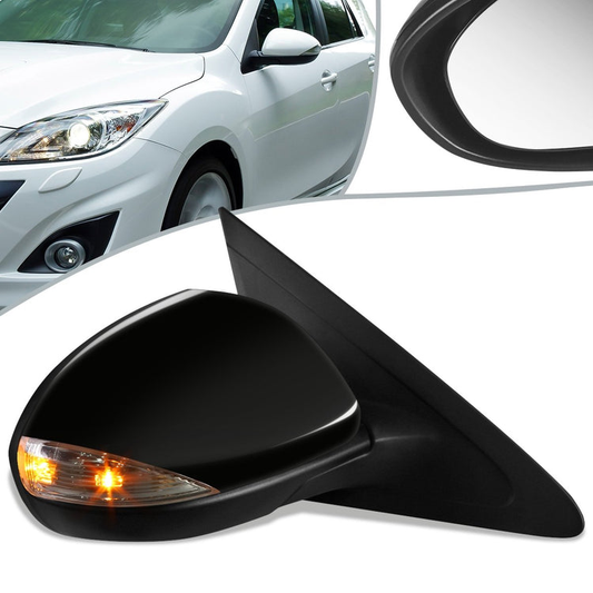RETROVISOR MIRROR - OEM - 10-13 MAZDA 3 - POWERED - PAINTABLE - BLACK - RIGHT