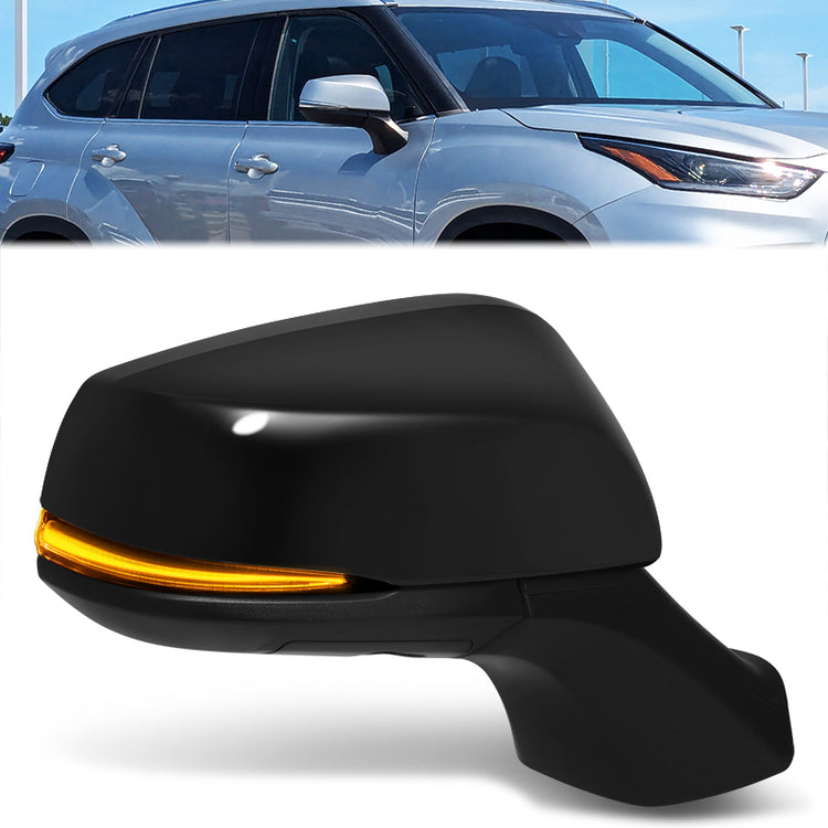 RETROVISOR MIRROR - OE STYLE - TOYOTA HIGHLANDER 2020-2024 - WITH POWER WITH HEATED GLASS WITH SIGNAL WITH BLIND SPOT WITH MEMORY WITH REVERSE TILT - PASSENGER RIGHT SIDE - BLACK