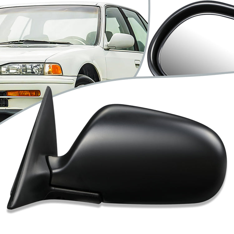 RETROVISOR MIRROR - OEM - 90-93 HONDA ACCORD - POWERED - FOLDING - TEXTURED - BLACK - LEFT