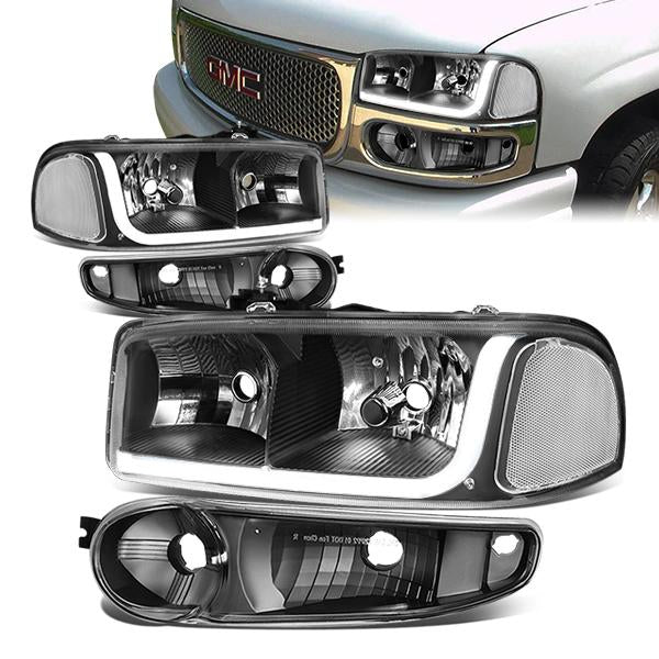 FAROS 2001 GMC SIERRA C3 / 02-06 GMC SIERRA 1500 DENALI / 01-06 GMC YUKON DENALI, YUKON XL 1500 DENALI / 2007 GMC SIERRA 1500 DENALI - LED DRL - 4PC - BLACK HOUSING / CLEAR CORNER