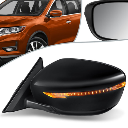 RETROVISOR MIRROR - OEM - 14-16 NISSAN ROGUE - POWERED - W/ SIGNAL - FOLDING - BLACK MATERIAL - LEFT