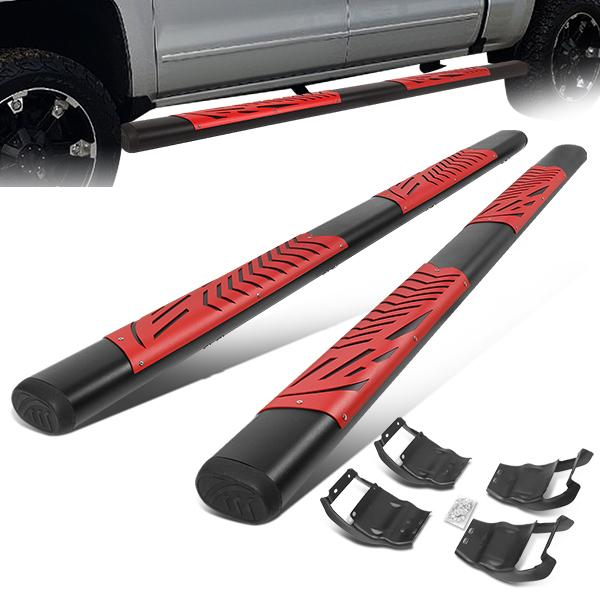 ESTRIBOS 5" - 15-20 FORD F-150 / 17-20 FORD F-250, F-350 - CREW CAB - BLACK / RED