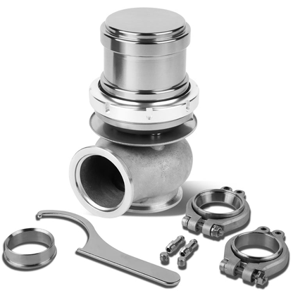 VALVULA DE ALIVIO WASTEGATE - 40MM - CAST STEEL - TALL - V-BAND - 14PSI - SILVER