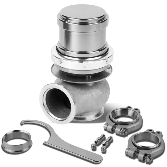 VALVULA DE ALIVIO WASTEGATE - 40MM - CAST STEEL - TALL - V-BAND - 14PSI - SILVER