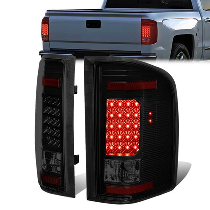 FAROS TRASEROS 07-13 CHEVY SILVERADO 1500 , GMC SIERRA 1500 / 07-14 CHEVY SILVERADO 2500HD , 3500HD , GMC SIERRA 2500HD , 3500HD - LED - BLACK / SMOKE