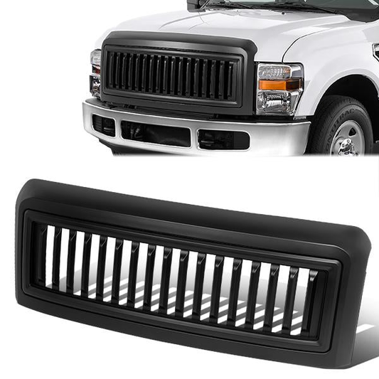 PARRILLA GRILLE - 08-10 FORD F-250, F-350, F-450, F-550 - VERTICAL FENCE STYLE - MATTE BLACK