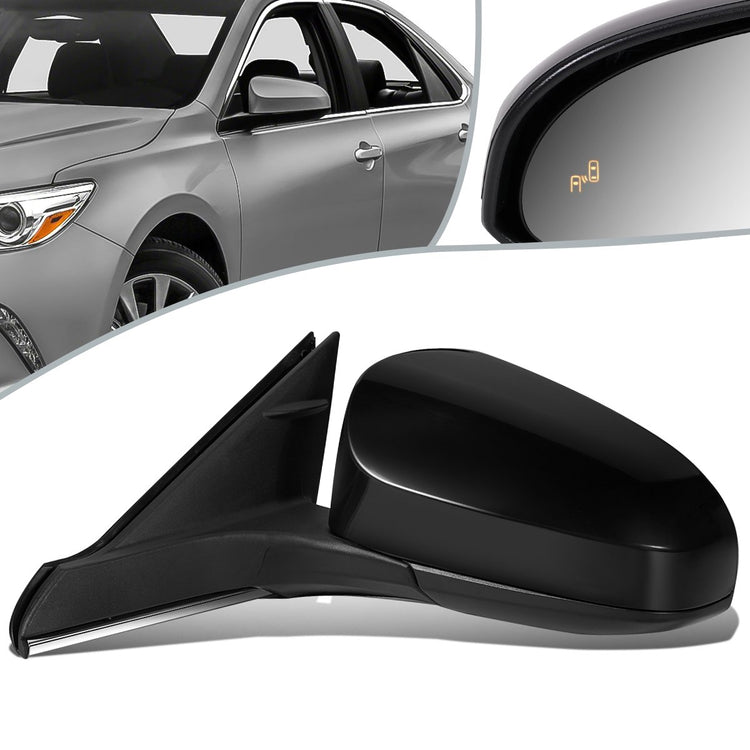 RETROVISOR MIRROR - OEM - 15-16 TOYOTA CAMRY - POWERED - HEATED - W/ BSD - FOLDING - BLACK MATERIAL - LEFT