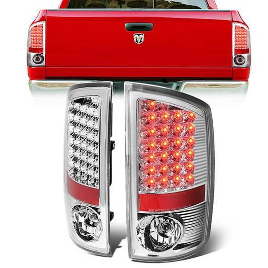 FAROS TRASEROS 07-08 DODGE RAM 1500 / 07-09 DODGE RAM 2500 , 3500 - LED - CHROME / CLEAR