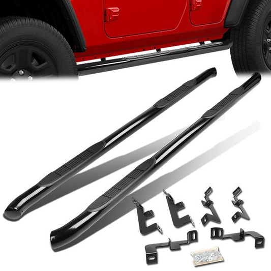 ESTRIBOS 3" - ROUND - STRAIGHT - 18-20 JEEP WRANGLER JL 4DR - BLACK