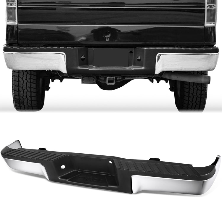 BURRERA TRASERA 09-14 FORD F-150 - FITS FLEETSIDE MODELS ONLY WITHOUT PARKING SENSOR HOLES & WITHOUT TOW PACKAGE - CHROME
